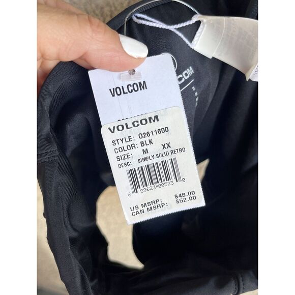 Volcom Simply Solid Retro High Thigh Cut Bikini Bottom - Size M - Black - Picture 6 of 8